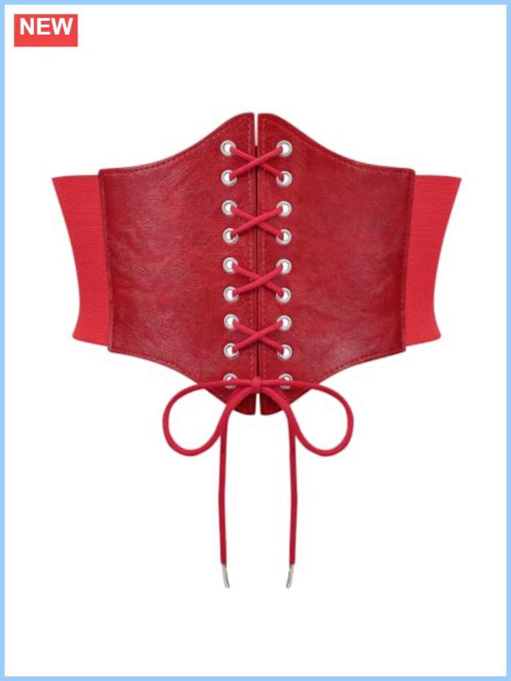 Faux Leather Lace-Up Corset Waist Belt Elastic Waspie Gothic Costume Accessory